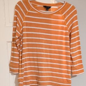 Mix Three Quarter Sleeve Striped Top